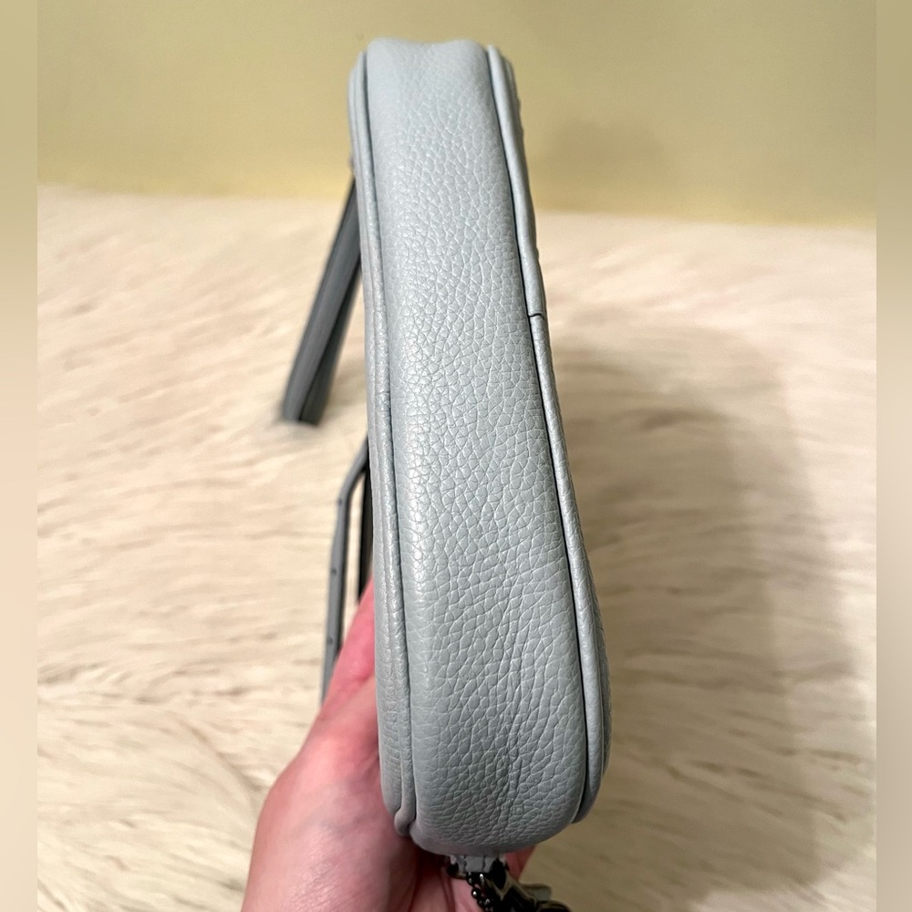 Coach Powder Blue Pebbled Leather Sadie Crossbody Clutch - Picture 4 of 10